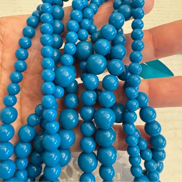 Sugarfix Teal Layered Multi Strand Acrylic Statement Necklace Ribbon Tie Detail - Picture 14 of 16